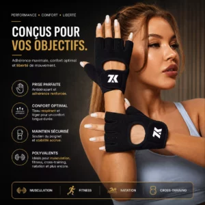 Gants Fitness Demi-Doigt Antidérapants